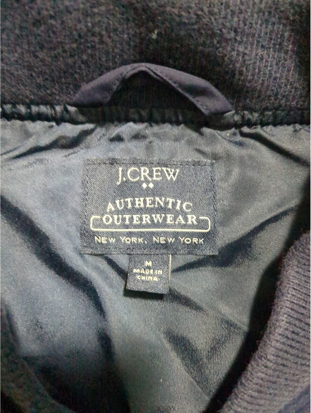 J.Crew Authentic Outerwear Men's Bomber Jacket Navy Blue Gold Zip Flight Size M